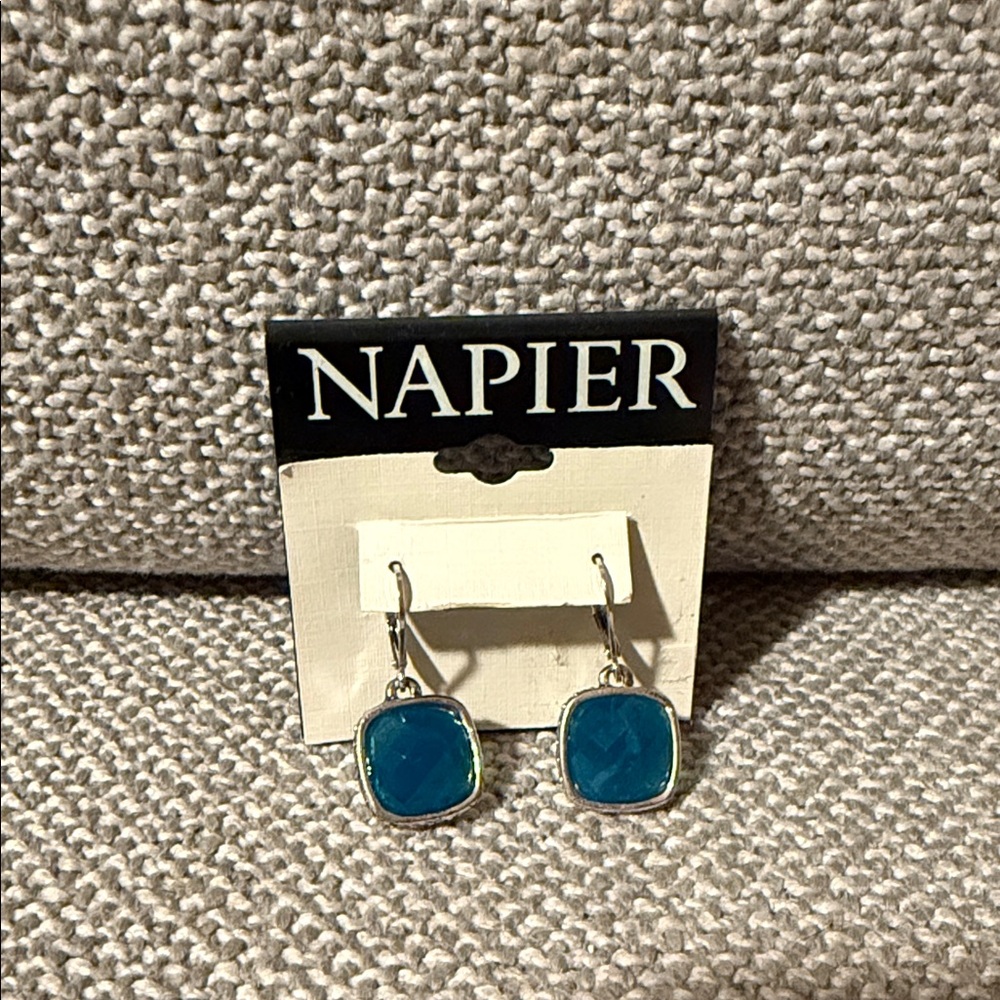 Napier Teal and Silver Drop Earrings